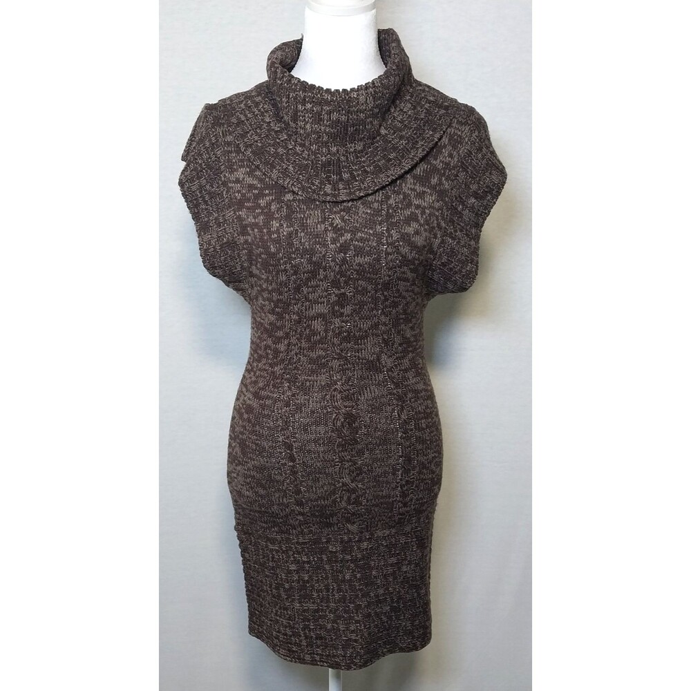 Red Paint  Womens Sweater Dress Marled Brown Cap Sleeve Cowl Neck Y2K  Size M
